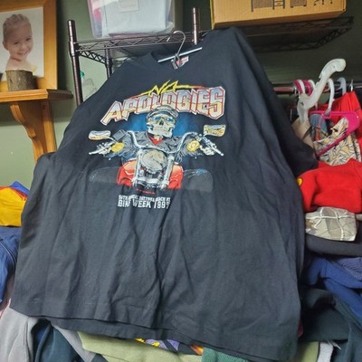 Vintage 90s 1997 Daytona Bike Week ''No Apologies'' Skeleton Shirt Size XL