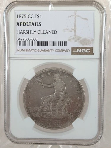 1875-CC US Trade Dollar NGC XF Details (Harshly Cleaned) #606