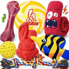 Long-Lasting Heavy Various Dog Chew Toys for Aggressive Chewers, 9 Pack Indes...