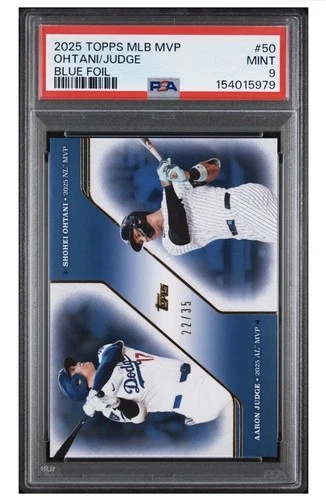 2025 Topps MVP Collection Shohei Ohtani Aaron Judge /35 PSA 9 BLUE FOIL ! 💎🔥