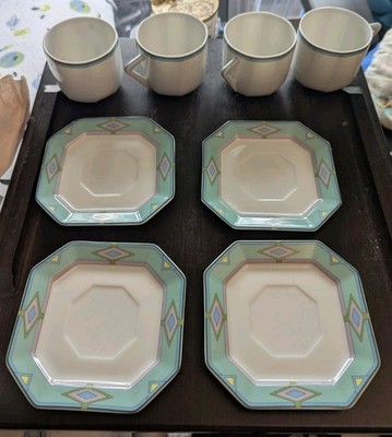 Bernardaud Limoges France Otello Porcelain Cup & Saucer Dinner Set, Octagon
