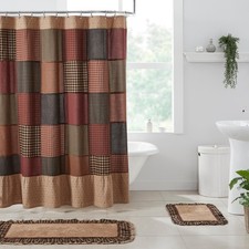 Patchwork Block Shower Curtain , New Primitive, Country, Rustic Bath