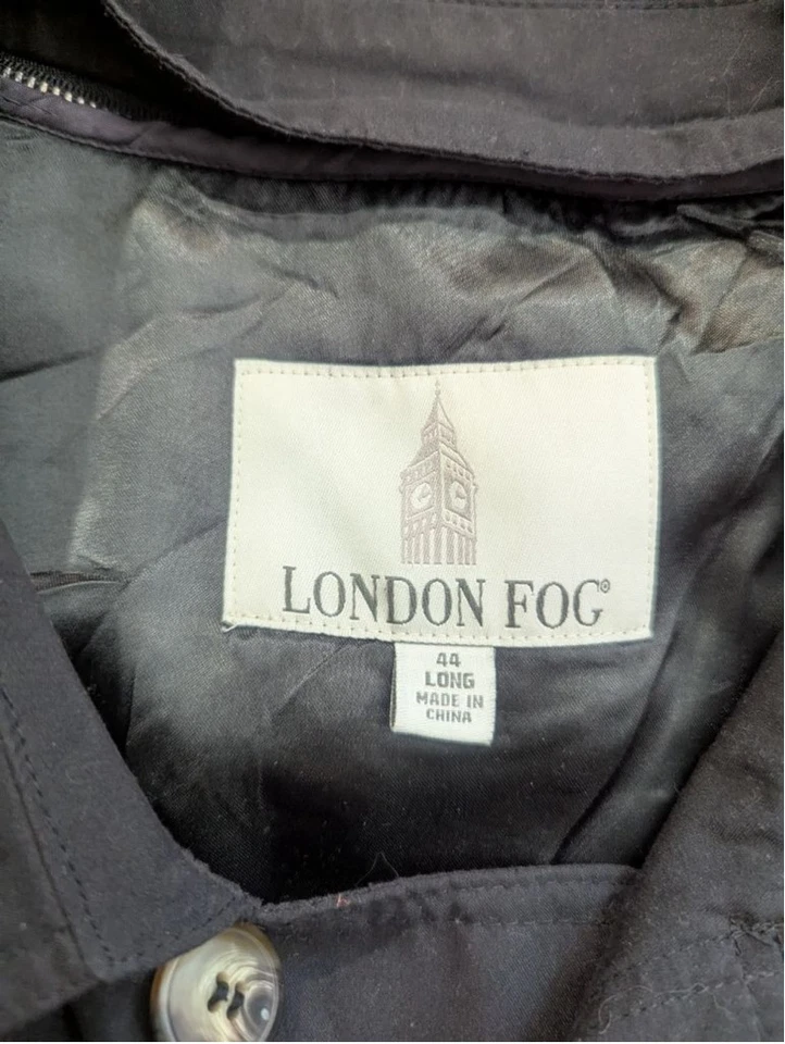 Gabardina London Fog negra talla 44 larga con cremallera forro de lana Foto 4 de 4