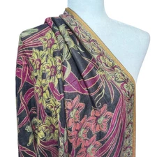 Vardhman 100% Pure Wool Shawl Floral Kullu Embroidery Reversible Wrap India
