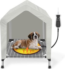 Heated Elevated Dog House for Medium Dogs - with 9-Level Adjustable Heating Pad,