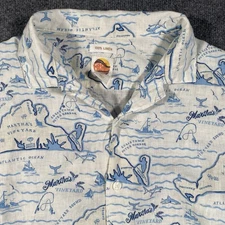 C&C California Marthas Vineyard Short Sleeve 100% Linen Button Shirt Mens Large