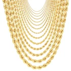 14K Yellow Gold Diamond Cut Rope Chain Necklace 1.5mm - 5mm, Men Women 16"- 30"