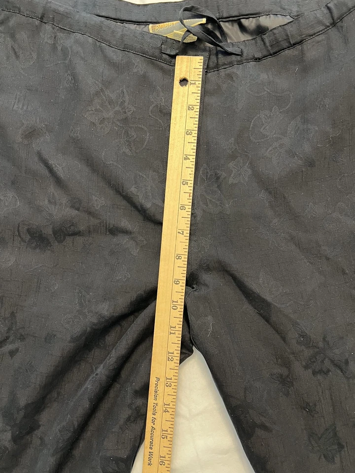 Брюки мужские Bobby Chan средние черные 100% шелк жаккардовые с цветочным рисунком прямые штанины - Изображение 3 из 4