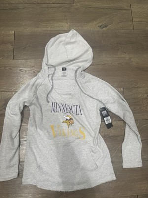 CONCEPTS SPORT MINNESOTA VIKINGS WOMENS GREY MAINSTREAM HOODED SWEATSHIRT NWT M