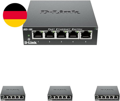 D-Link DES-105 5-Port Layer2 Fast Ethernet Switch Metall (10/100 Mbit/S, Einfach