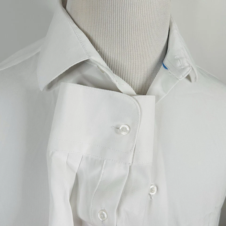 Nautica 15.5 32/33 Classic Fit Dress Shirt All White Button Front 100% Polyester - Image 4 of 4