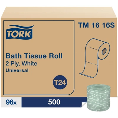 Tork Universal Toilet Paper, T24 (TM1616S), 500 Sheets/Roll - Case of 96 Rolls