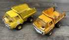 Vintage Tonka  Dump Truck Lot Of 2 Pressed Steel Orange Yellow 1970's thrust cab