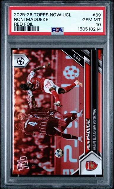 RED FOIL 2/5 NONI MADUEKE 69 PSA 10 + Gyokeres & Eze Black Foil 10/10