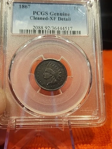 1867 1 Cent Indian Head Penny Xf Cleaned Detail