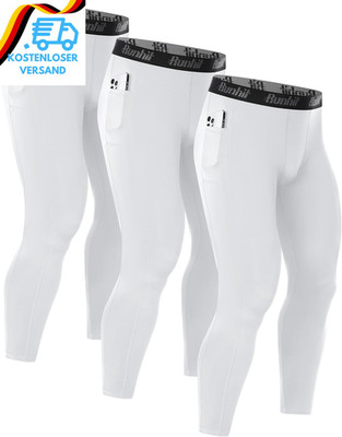 Runhit 1/3Er Pack Kompressionshose Herren Lange Mit Taschen, Tights Sport Leggin