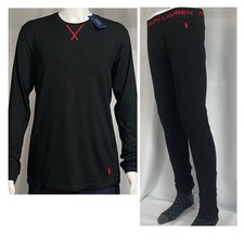 Polo Ralph Lauren Large 2 Piece Set Royal Blue Black Red Stitch Cotton Blend New