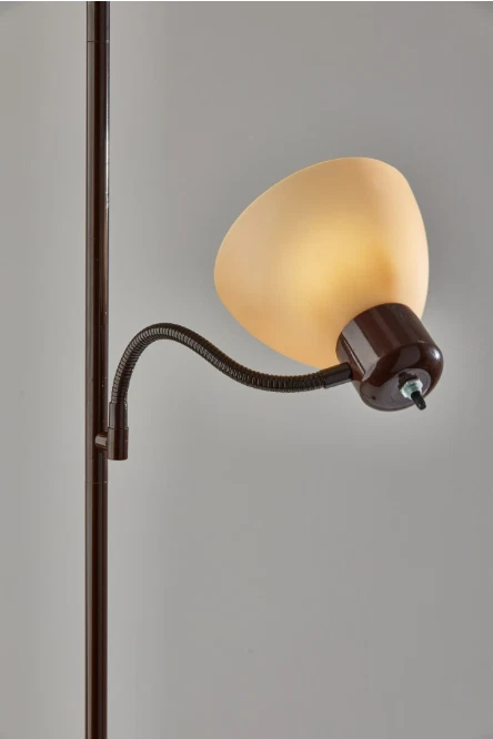 Lámpara de pie Mainstays 72"" marrón combo con lámpara de lectura, diseño moderno Foto 4 de 4