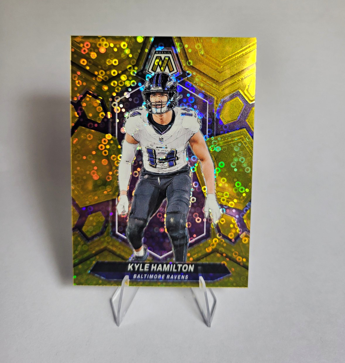 Panini 2024 Mosaic Football - Kyle Hamilton Ravens #21 Gold Disco Prizm /10