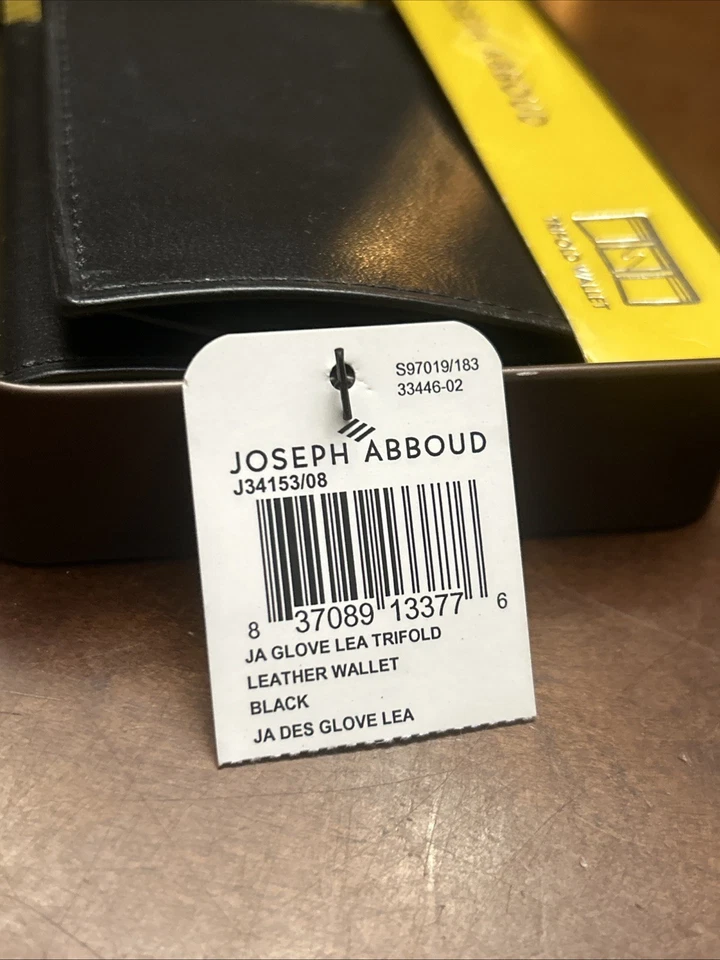 JOSEPH ABBOUD, Triple Plegable, Cartera de Cuero Genuino Negra, Cuero Flexible Foto 3 de 4