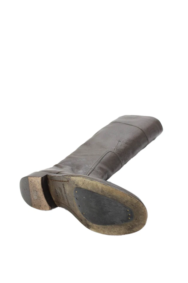 Botas hasta la rodilla de cuero grises Costume National para mujer talla 9,5 Foto 4 de 4