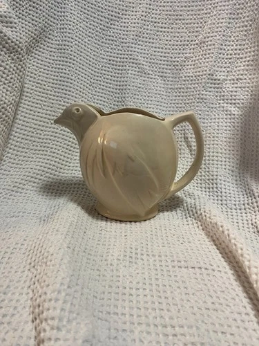Vintage 1940s McCoy Pottery Cream Bird Pitcher Kitchen Cottage Decor