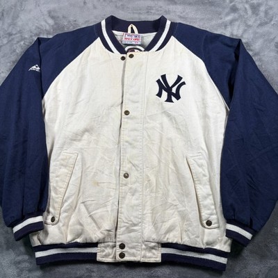 Vintage 90s New York Yankees MLB Apex One Varsity Jacket Mens Medium White Blue