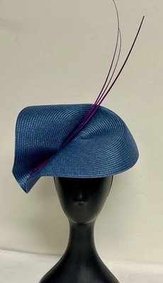 Ascot Fascinator Kentucky Derby Blue  Straw  Texture, Headband