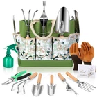 Gardening Tools Set of 10, Heavy Duty Stainless Steel Garden Hand Tools with ...