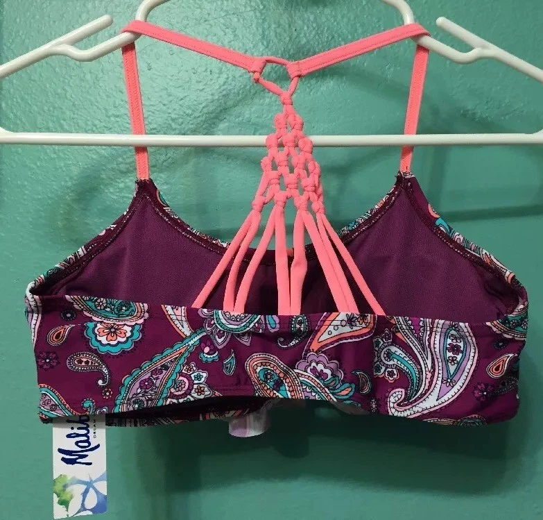 Top de natación bikini MALIBU DREAM GIRL cachemira talla M Ciruela Melocotón Teal Blanco Nuevo con Etiquetas Foto 2 de 3