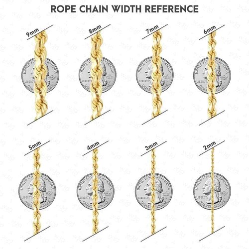 14K Yellow Gold 3mm Hollow Rope Chain Necklace 22" Lobster Clasp - Picture 4 of 7