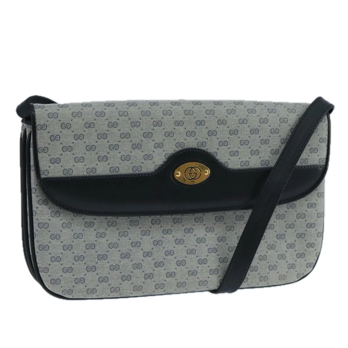 Sac à bandoulière GUCCI Micro GG Supreme PVC bleu marine or authentique 106029
