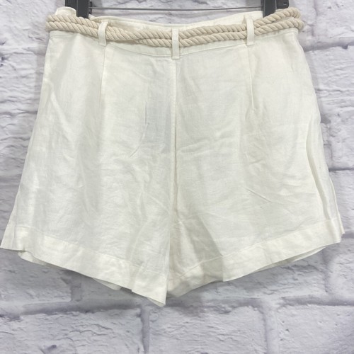 Polo Ralph Lauren Shorts Womens 8 White 100% Linen Slash Pocket Pleated New $145 - Picture 4 of 13