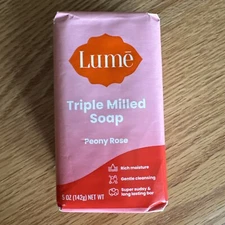 LUME Triple Milled Soap - Peony Rose scented - 5 Oz Bar - One bar