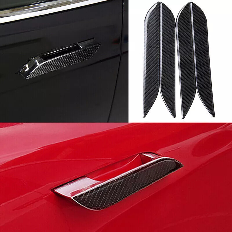 4x Carbon Fiber Style for Tesla Model S Car Exterior Door handle Covers 2014-19