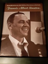 Frank Sinatra 80th Birthday Rare Original Reprise Promo Poster Ad Framed!