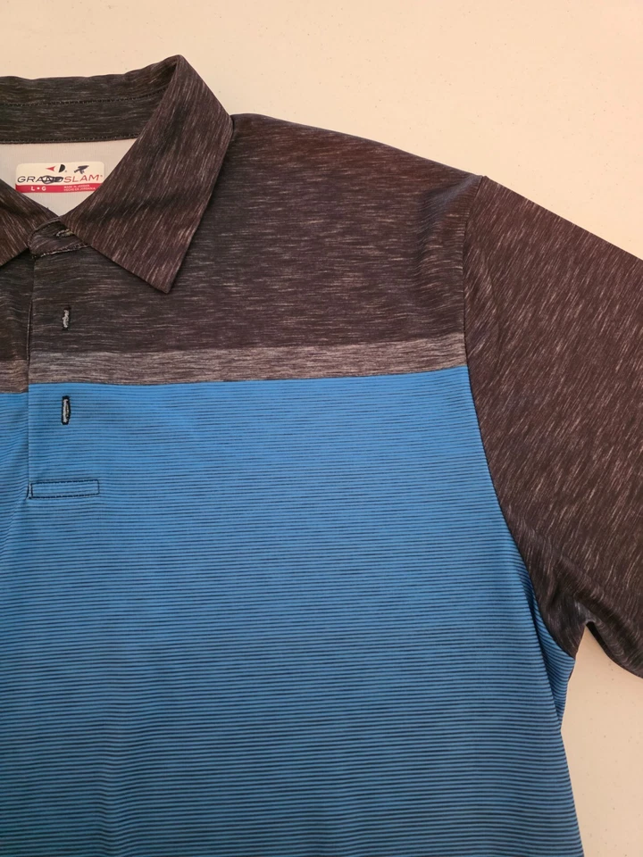 Polo uomo Grand Slam blu e nera taglia L M168 - Immagine 3 di 4