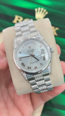 ark零 Rolex Day Date President 36mm 118296 Platinum Diamonds Roman