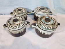 DENBY Rondo Individual Casserole Pots w/ Handles, Set of 4 Made in England NICE!