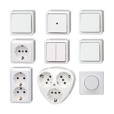 Kopp STANDARD arktisweiß Schalter Steckdosen Taster Kombi Dimmer Aufputz