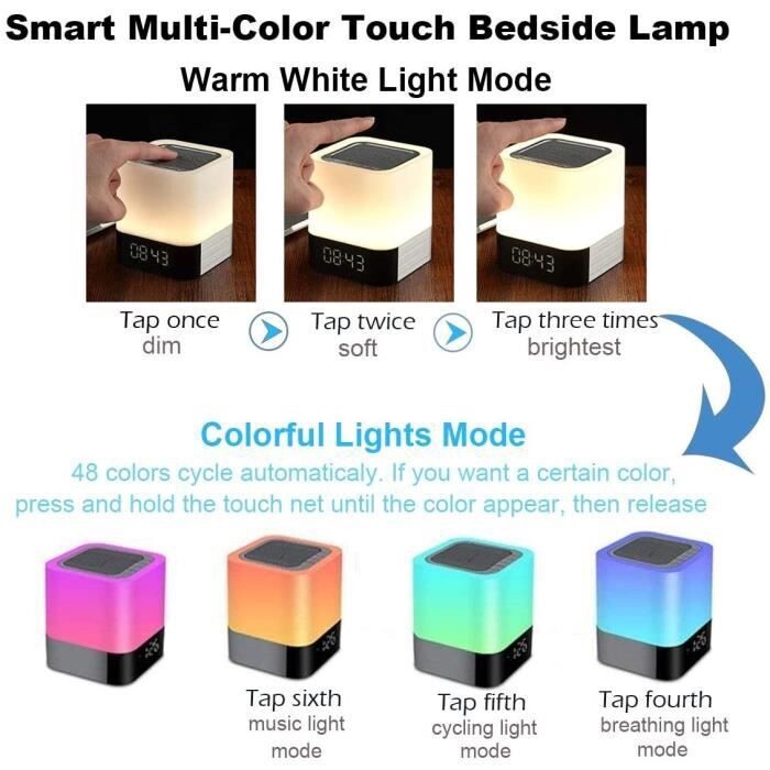 Réveil lampe RVB et enceinte Bluetooth pour une table de nuit moderne - 3