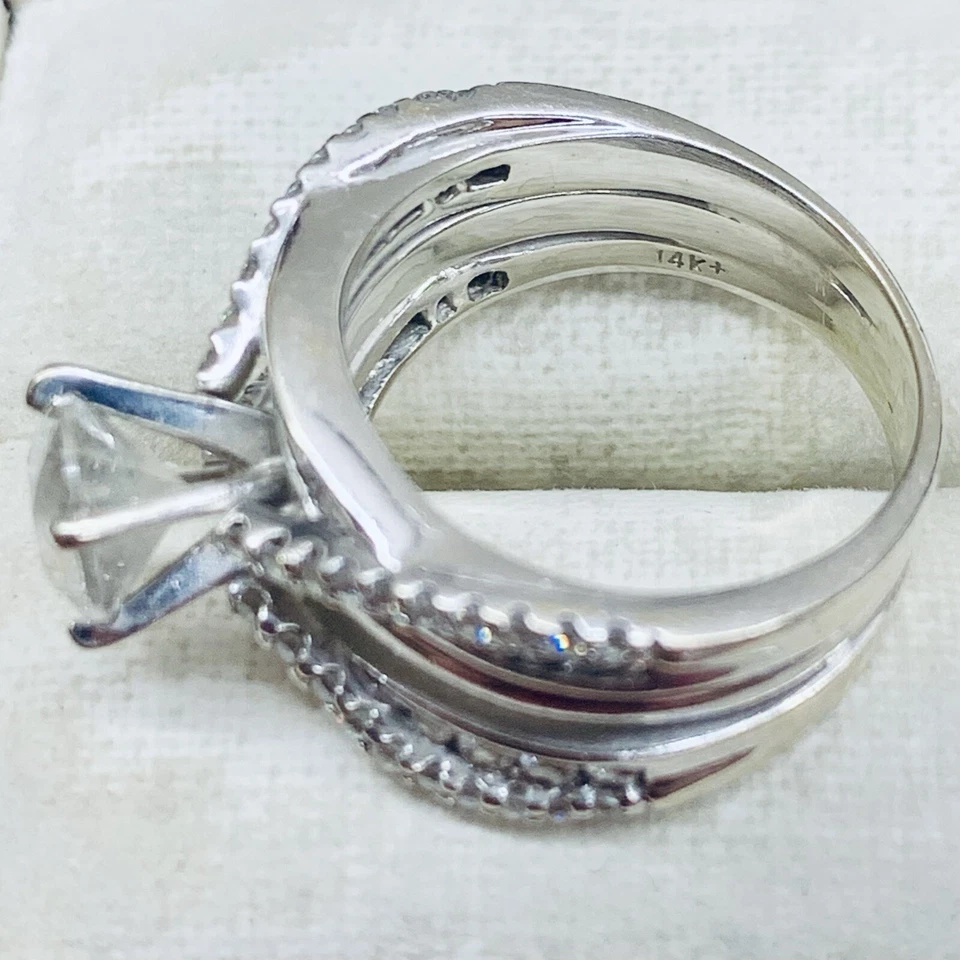 1.25 克拉 14k 白金圆形天然钻石订婚结婚戒指 尺寸 5.5 — 第 4/4 张图片