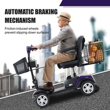 Dark Purple New Foldable Electric Powered Mobility Scooter 4 Wheels w LED Light