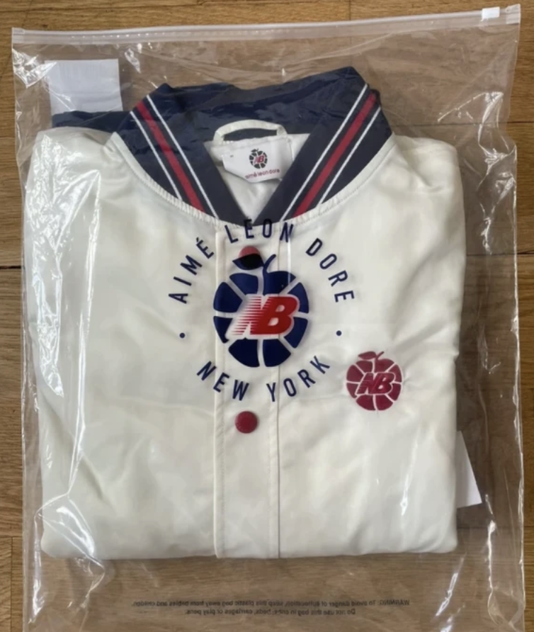 ALD / New Balance Team Jacket Satin White Varsity Coach Aime ALD / New Balance Team Jacket Satin White Varsity Coach Aime