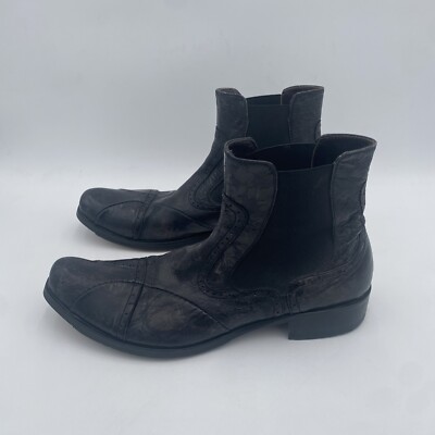 Roberto Guerrini Mens ITALIAN Chelsea Boots SZ 44/10 Black Leather Ankle Slip On