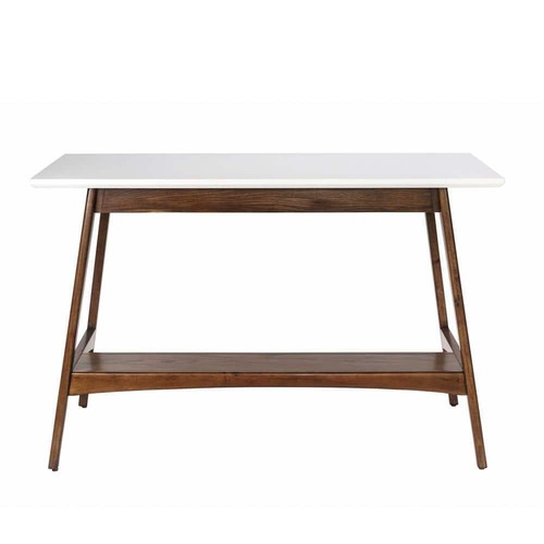 Madison Park Writing Desk 30" H X 48" W, Rectangular Wood Frame Off-White/Pecan