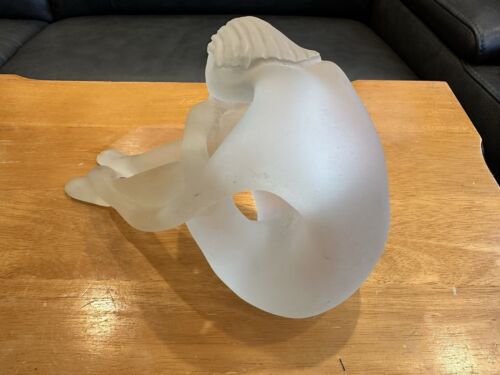 Statua vintage lucida acrilica glassata donna nuda art deco scultura femminile firmata - Foto 3 di 7
