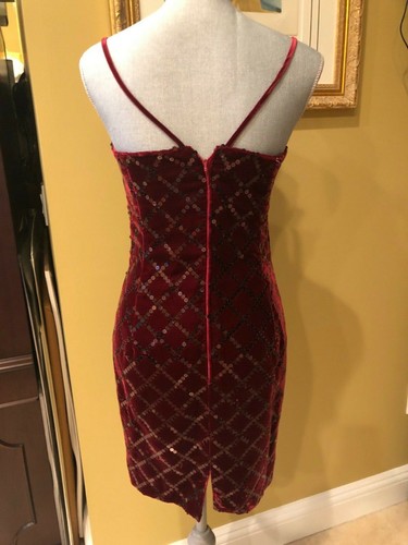 Spectacular FENDI Bordeaux Velvet and Sequence Cocktail Dress sz 42 - Picture 3 of 4