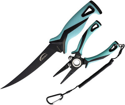 Danco PFK-P-010 Pro Series Teal/Black Fishing Fillet Knife and Pliers Set