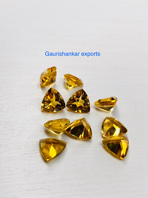 Citrine Faceted Trillion Cut Loose Gemstone 6x6 mm to 12x12 mm Natural AAA DG